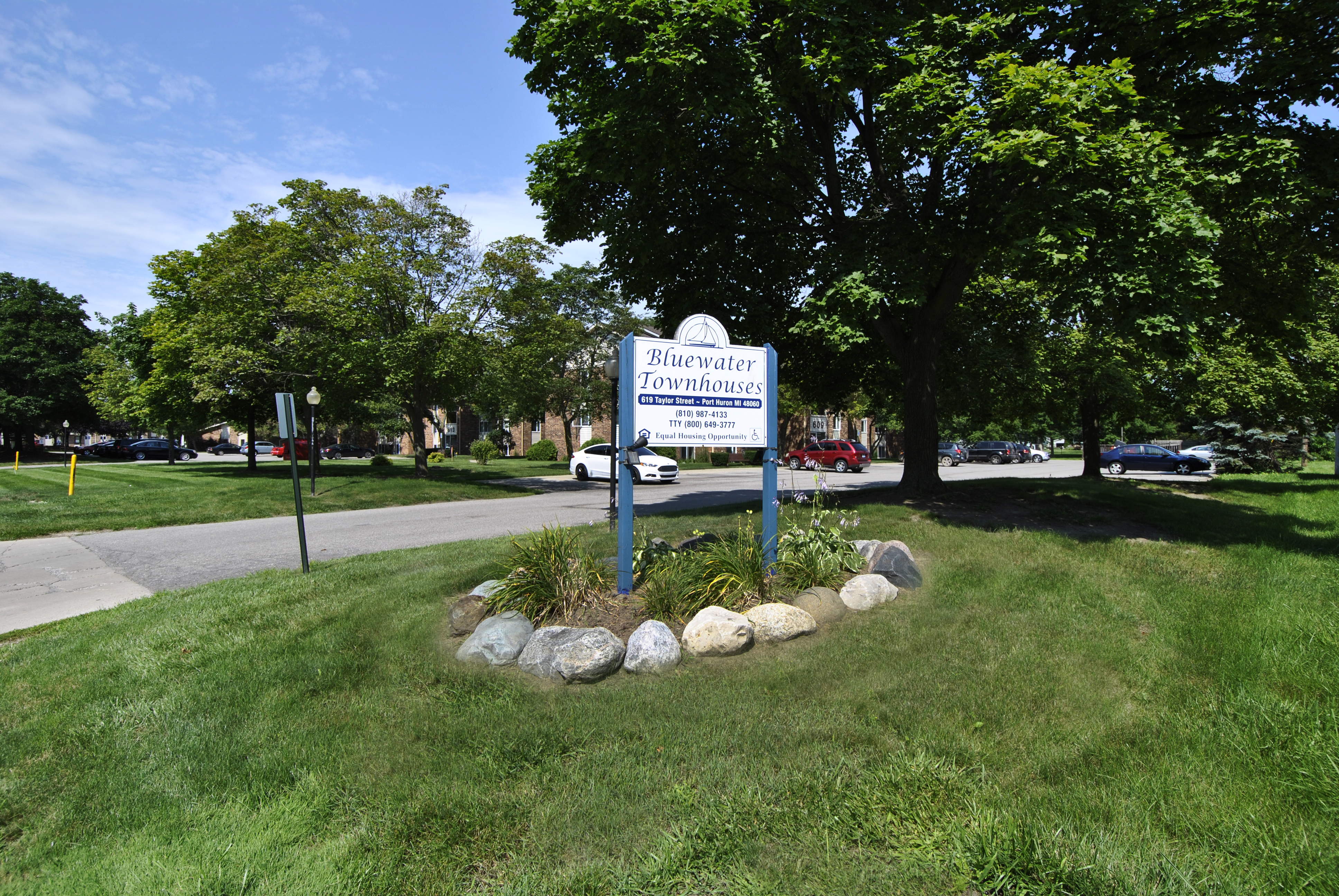 View of property sign for bluewater
